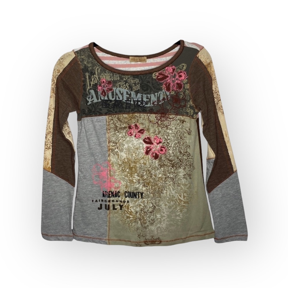 new skinny minnie 𖦹 Amusement Fair Patch Tee 𖦹 Embellished Mixed Print 𖦹 S - Picture 14 of 15